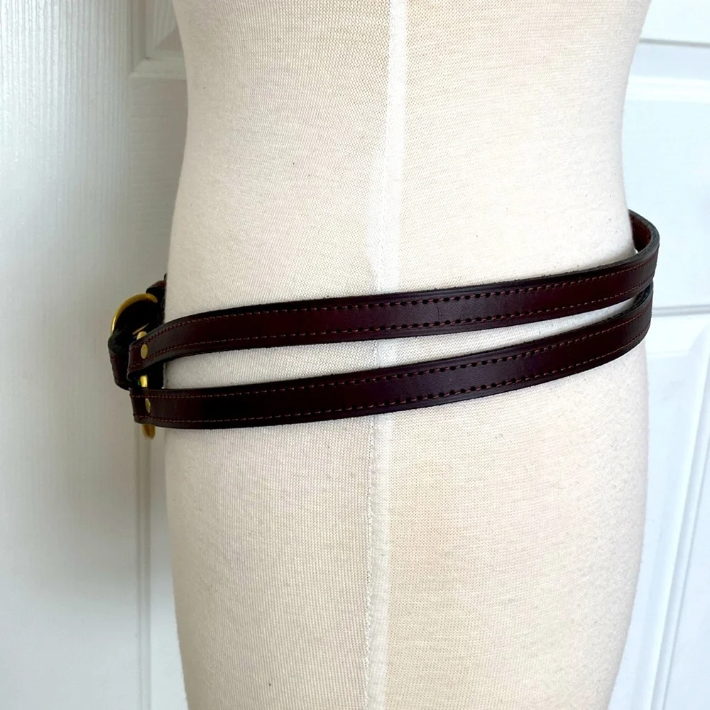 Martingale Leather Belt Brass Buckle Sz M Handmade NWT